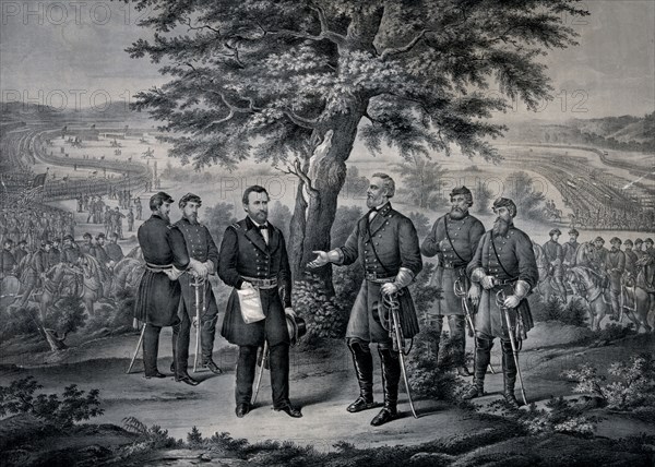 The surrender of General Lee and his entire Army to Lieut. General Grant April 9th 1865