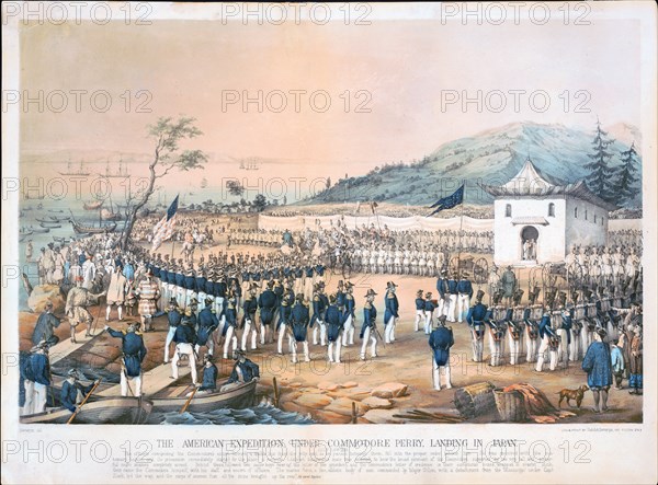 The American expedition, under Commodore Perry, landing in Japan, July 14, 1853