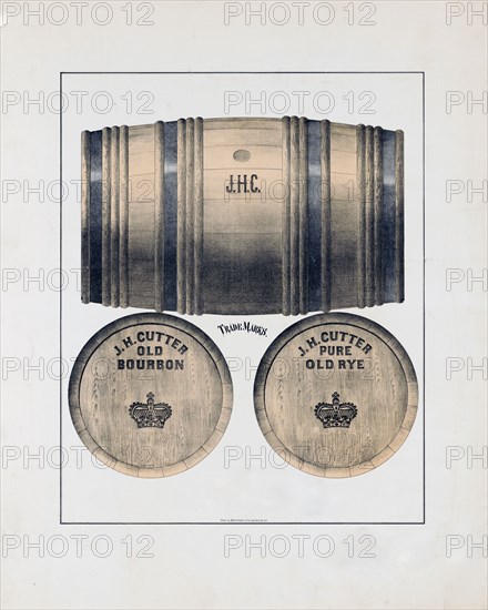 J.H. Cutter old bourbon. J.H. Cutter pure old rye advertisment