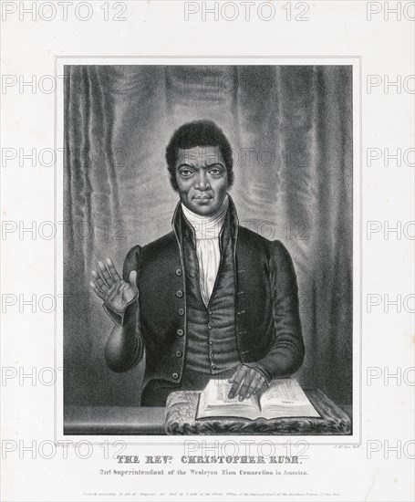 The Reverend Christopher Rush, 2nd. superintendant of the Wesleyan Zion Connection in America ca. 1840