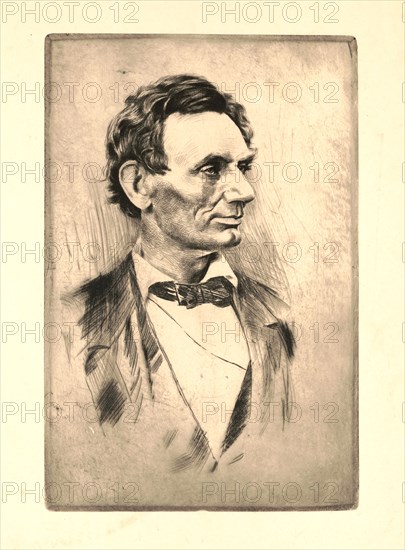 Abraham Lincoln, bust portrait, without beard, facing right ca. 1900-1920