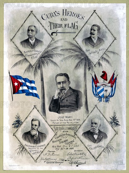 Cuba's heroes and their flag ca. 1896