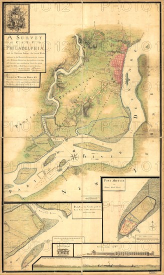 Vintage Maps / Antique Maps - A survey of the city of Philadelphia and its environs shewing the several works constructed by His Majesty's troops, under the command of Sir William Howe