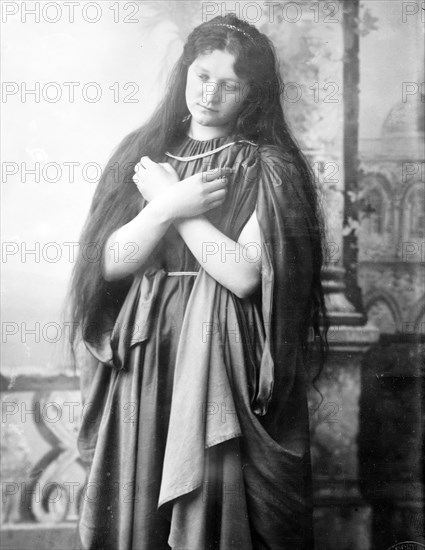 Magdalen (Bertha Wolf) in passion play, Oberammergau, Bavaria, Germany 1900