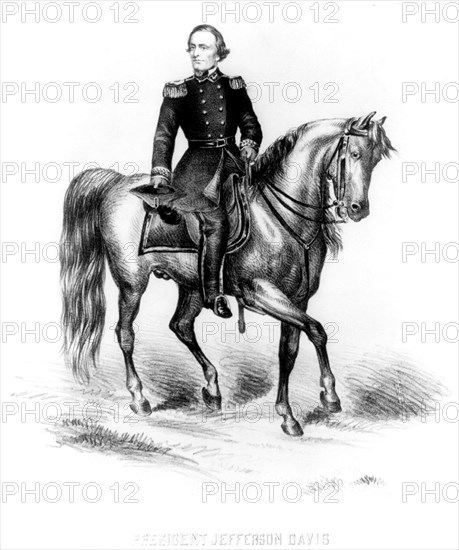 President Jefferson Davis. Arriving in the field of battle at Bulls's Run, [between 1861 and 1865