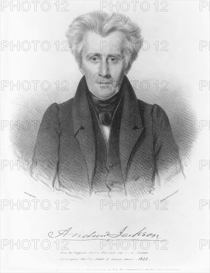 Andrew Jackson portrait from the original picture painted for C.G. Childs ca. 1833 lithograph