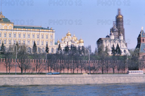 Buildings and architecture in Moscow Russia ca. 1978 - Kremlin and Red Square in late 1970s