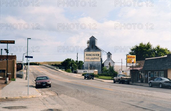 July 2001 - Cars on highway through downtown Lusk Wyoming