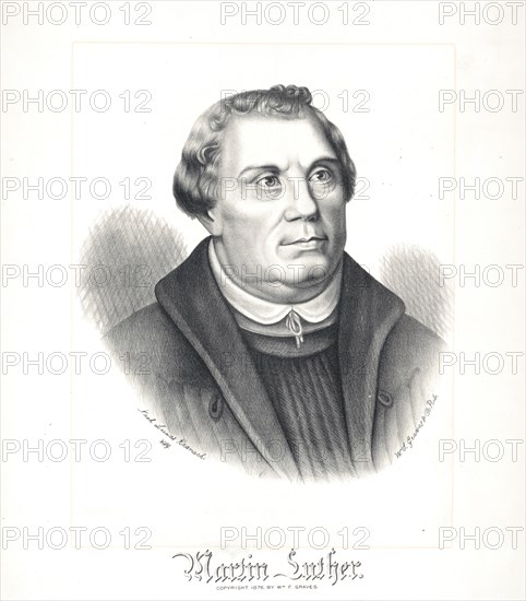 Martin Luther Portrait / nach Lucas Kranach - Published 1876
