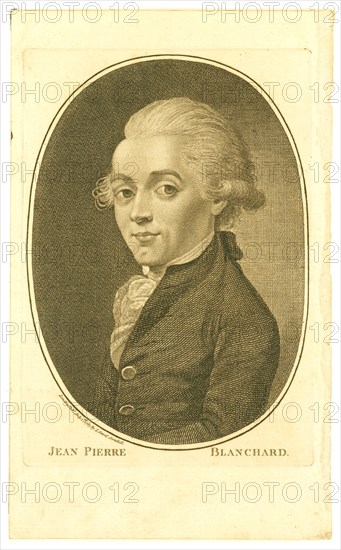 Half-length portrait of French balloonist Jean-Pierre Blanchard. 1785