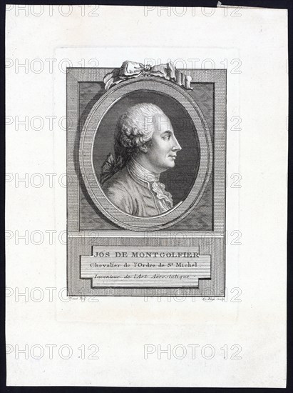 Head-and-shoulders profile portrait of French balloonist, Joseph Montgolfier