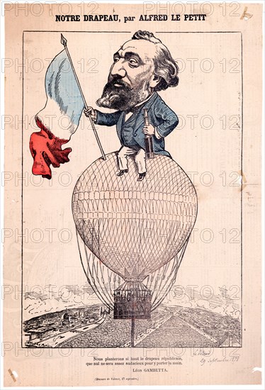 Notre drapeau - French caricature of Léon Gambetta, French republican statesman ca 1878