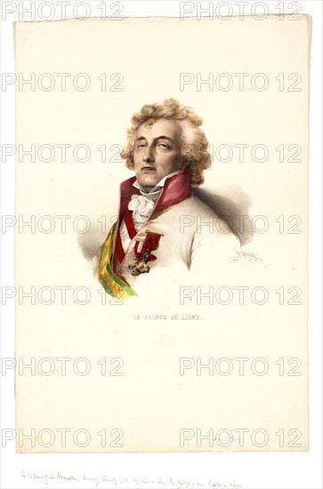 portrait of Prince de Ligne, who was on board the balloon La Fresselle, Jan. 19, 1784, with Joseph Montgolfier and Pilâtre de Rozier