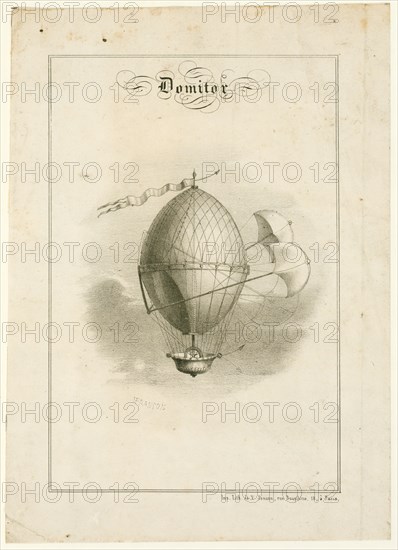 Taillepied de La Garenne's proposed system of aerial navigation consisting of a balloon with a double parachute on a single axis - Domitor ca 1852