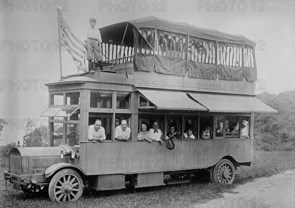 R.R. Conklin's double-decker auto bus ca. 1910-1915