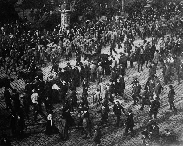 Russian prisoners in Lviv (Lemberg), Ukraine during World War I ca. June 1915