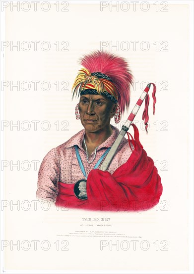 19th Century Native American prints - Tah-Ro-Hon. An Ioway warrior ca. 1838