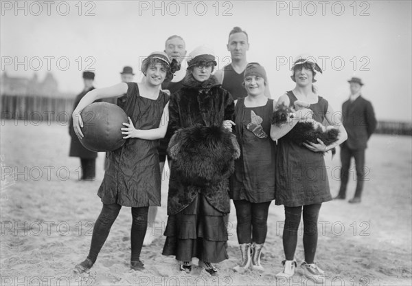 Family portrait on the beach at Coney Island ca. January 1915