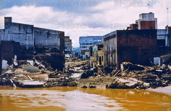 Flood damage along the Choluteca River caused by Hurricane Mitch - Tegucigalpa Honduras ca. November 1998