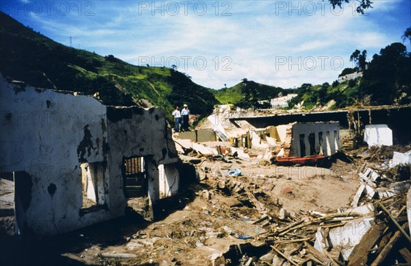 Flood damage along the Choluteca River caused by Hurricane Mitch - Tegcuigalpa Honduras ca. 1998