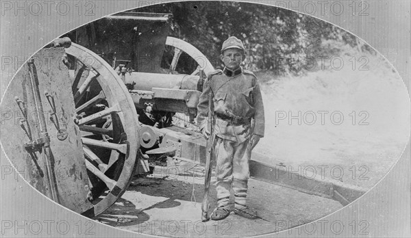 Serbian child soldier in uniform during World War I ca. 1914-1915