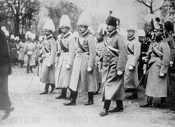 Sons of Kaiser Wilhelm II: Wilhelm, German Crown Prince; Prince Eitel Friedrich, Prince Adalbert, Prince August Wilhelm, Prince Oskar, and Prince Joachim ca. 1910-1915