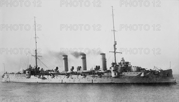 Russian Crusier Oleg, the 4th and final Bogatyr-class protected cruiser built for the Imperial Russian Navy ca. 1910-1915