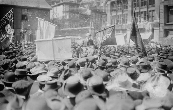 Anarchist Alexander Berkman (1870-1936) speaking to a crowd at Union Square, New York City ca. May 1, 1914