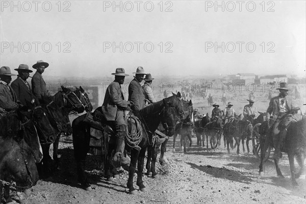 General Francisco 'Pancho' Villa (1877-1923) reviews his troops during the Mexican revolution ca. 1914