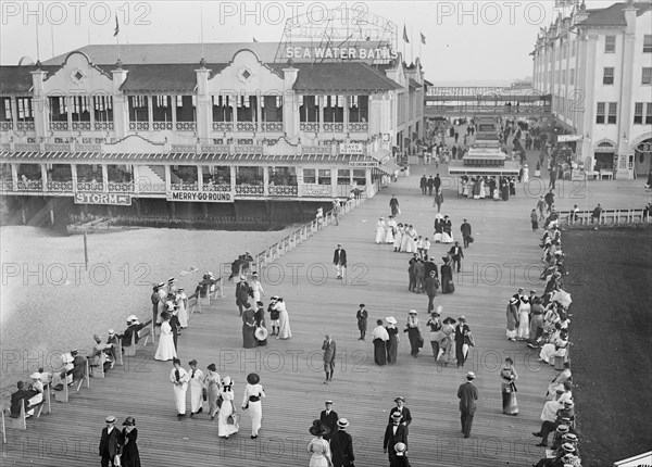 People enjoying a lovely day in Asbury Park (or neighboring Ocean Grove) ca. 1910-1915