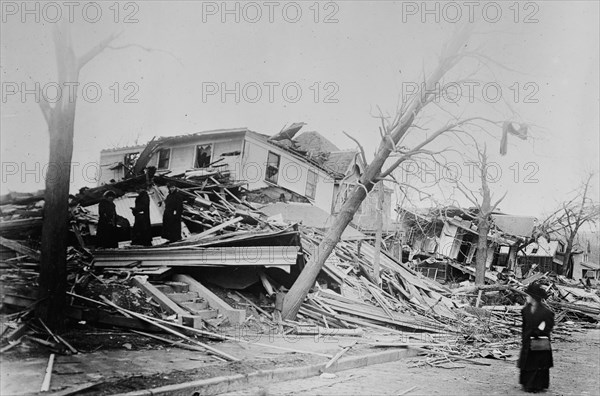 Tornado damage in Omaha, Nebraska - near 35th & Cass Street ca. 1910-1915