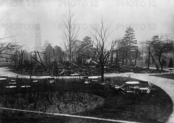 Tea House, Kew Gardens, destroyed by suffragettes ca. March 1913