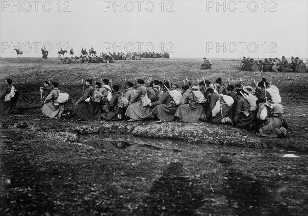 Troops deployed at Kartal Teji facing Adrianople during First Balkan War ca. 1912-1913