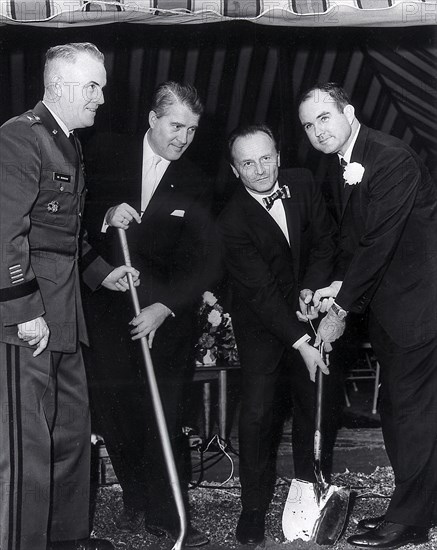 Dr. Wernher von Braun, Major General Francis McMorrow, and Alabama Governor, John Patterson (far left) 1962