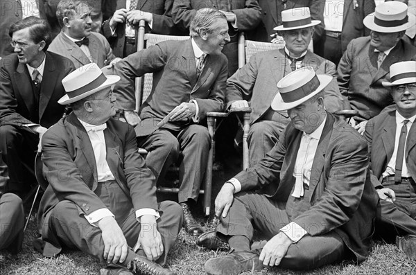 President Woodrow Wilson (seated, left) with James Beauchamp Clark (1850-1921), (seated right) speaker of the U.S. House of Representatives ca. 1910-1915