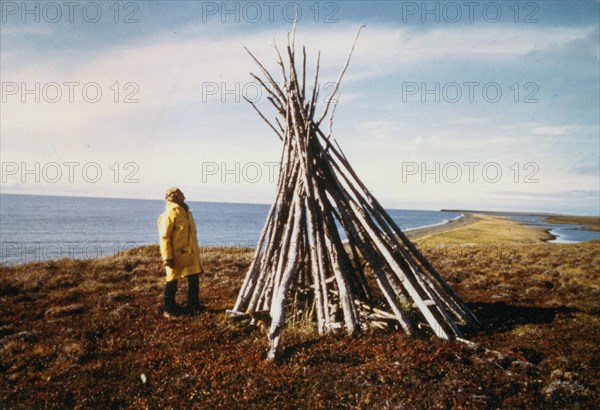 September 1976 - Eskimo grave site along beach near Aukulak Lagoon, westward view