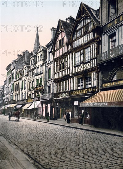 Old houses in rue St. Pierre, Caen, France ca. 1890-1900