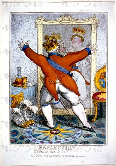 Reflection. To be, or not to be?? ca. 1820 - Artist: Robert Cruikshank