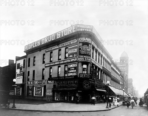 People's Drug Store, Washington, D.C., looking south on Seventh Street, N.W., from Massachusetts Avenue ca. 1921