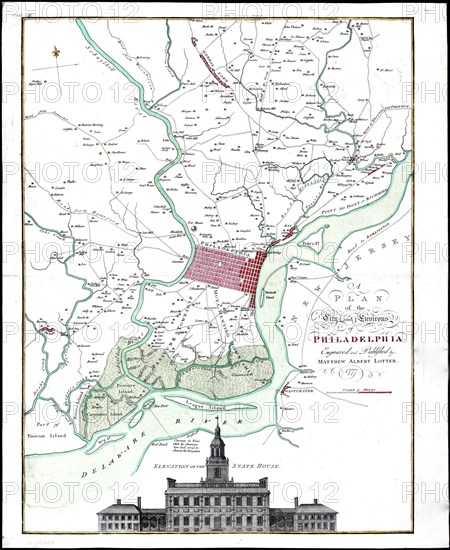 Vintage Maps / Antique Maps - A map of the city and environs of Philadelphia ca. 1777