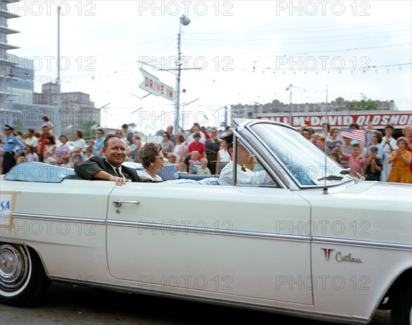 (23 May 1963) Flight Director Christopher C. Kraft Jr. rides in a Houston parade celebrating the successful completion of the MA-9 flight of astronaut Gordon Cooper.
