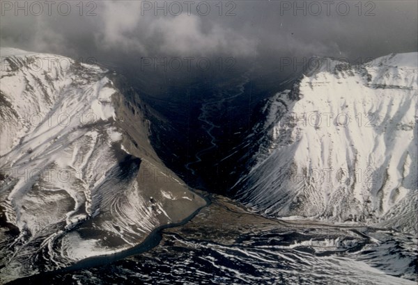 10/31/1972 - The Gates - looking east along Aniakchak River as it leaves the caldera