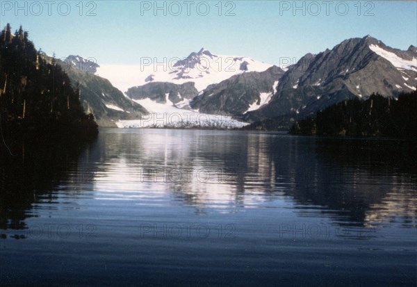 August 1977 - Pederson Glacier from mouth of Coleman Bay, Alaska