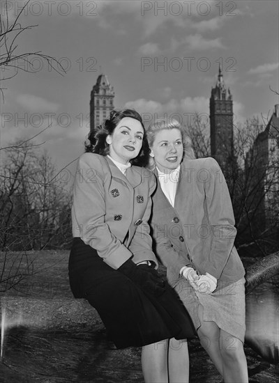 Portrait of Doris Day and Kitty Kallen, Central Park, New York, N.Y., ca. Apr. 1947