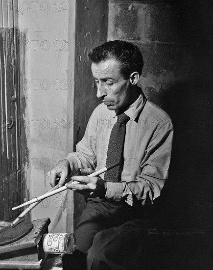 Portrait of Dave Tough, Eddie Condon's (basement), ca. 1946