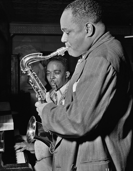 Portrait of Joe Thomas and Eddie Wilcox, Loyal Charles Lodge No. 167, New York, N.Y., ca. Oct. 1947