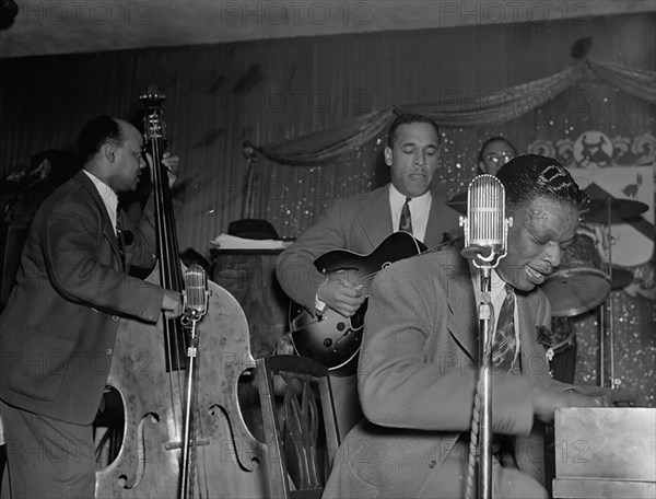 Portrait of Wesley Prince, Oscar Moore, and Nat King Cole, Zanzibar, New York, N.Y., ca. July 1946