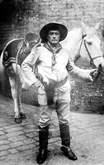 Photo shows cowboy and bartender Sir Genille Cave-Brown-Cave, 12th Baronet (1869-1929) ca. 1910-1915