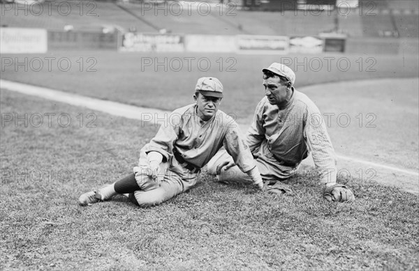 Miller Huggins, St. Louis NL and Art Devlin, New York NL ca. 1910