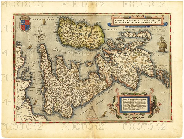 Abraham Ortelius - First World Atlas ca. 1570 - Anglia. Scotia. Hibernia
